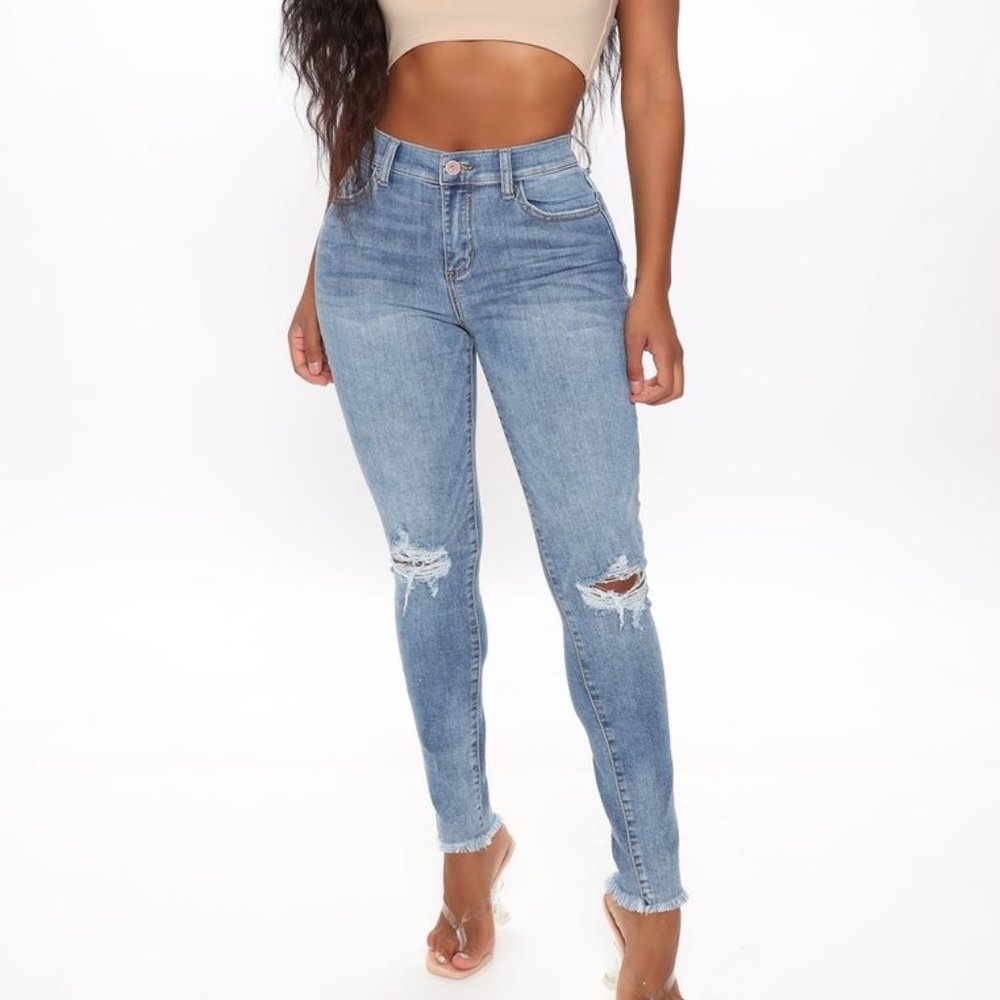 Milah Distressed Skinny Jeans - Medium Blue Wash